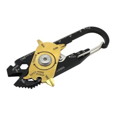 20 in 1 Multitool Karabiner Schlüsselanhänger Fahrrad Multifunktionswerkzeug in schwarz-gold