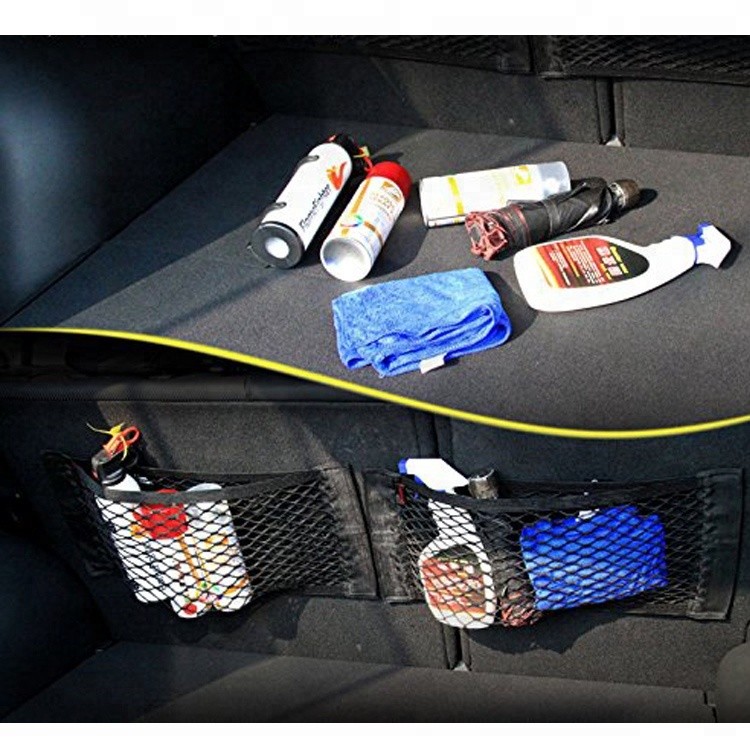 Klett Kofferraumnetz, Auto Netztasche mit Klettverschluss in schwarz