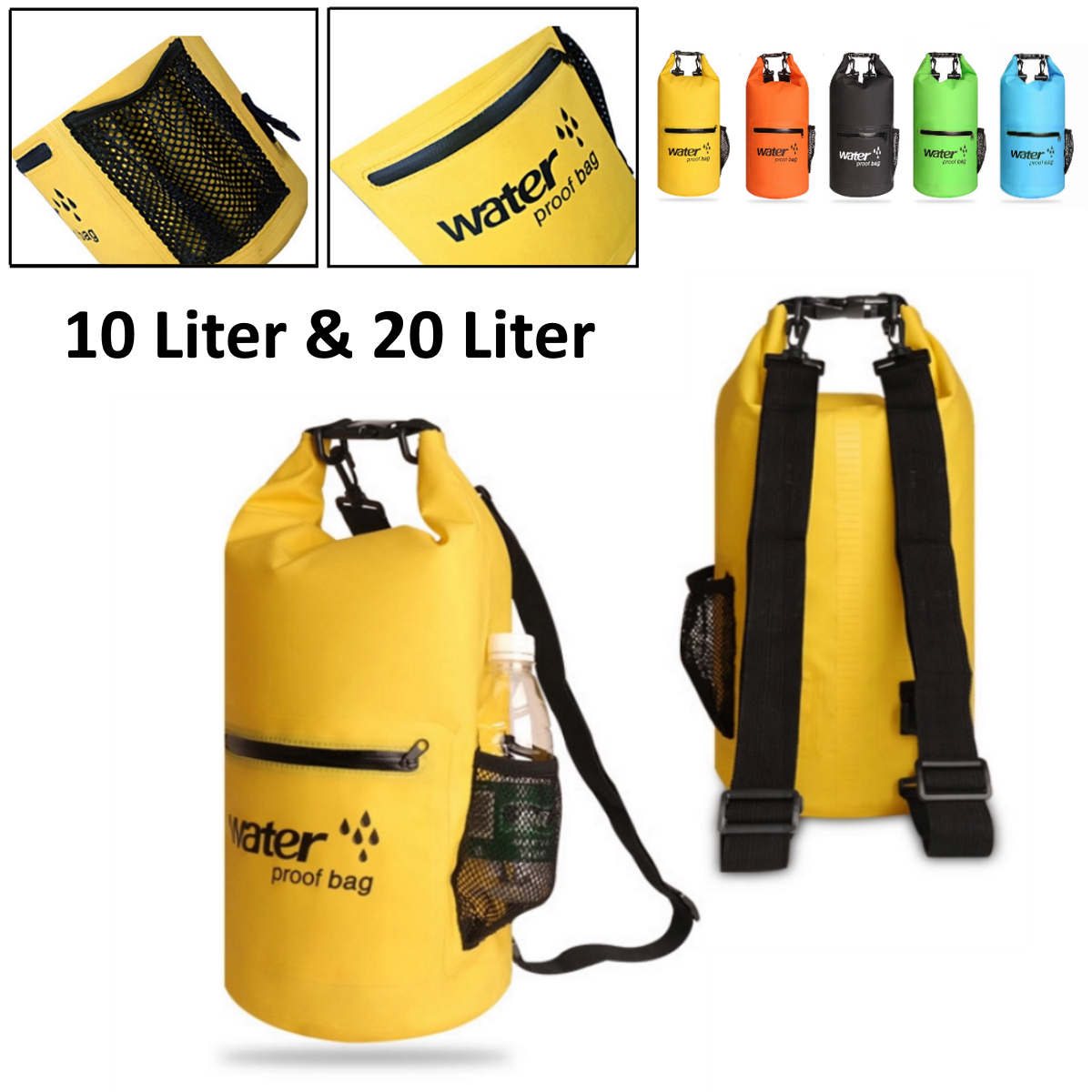 10 20 Liter Dry Bag Tasche Wasserdicht Seesack Rollbeutel Packsack Camping 5 