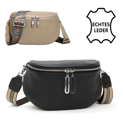 Leder Crossbody Bag – Handtasche als Umhängetasche, Brusttasche oder Gürteltasche