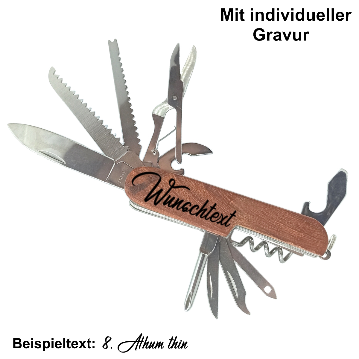 Taschenmesser mit Holzgriff Gravur